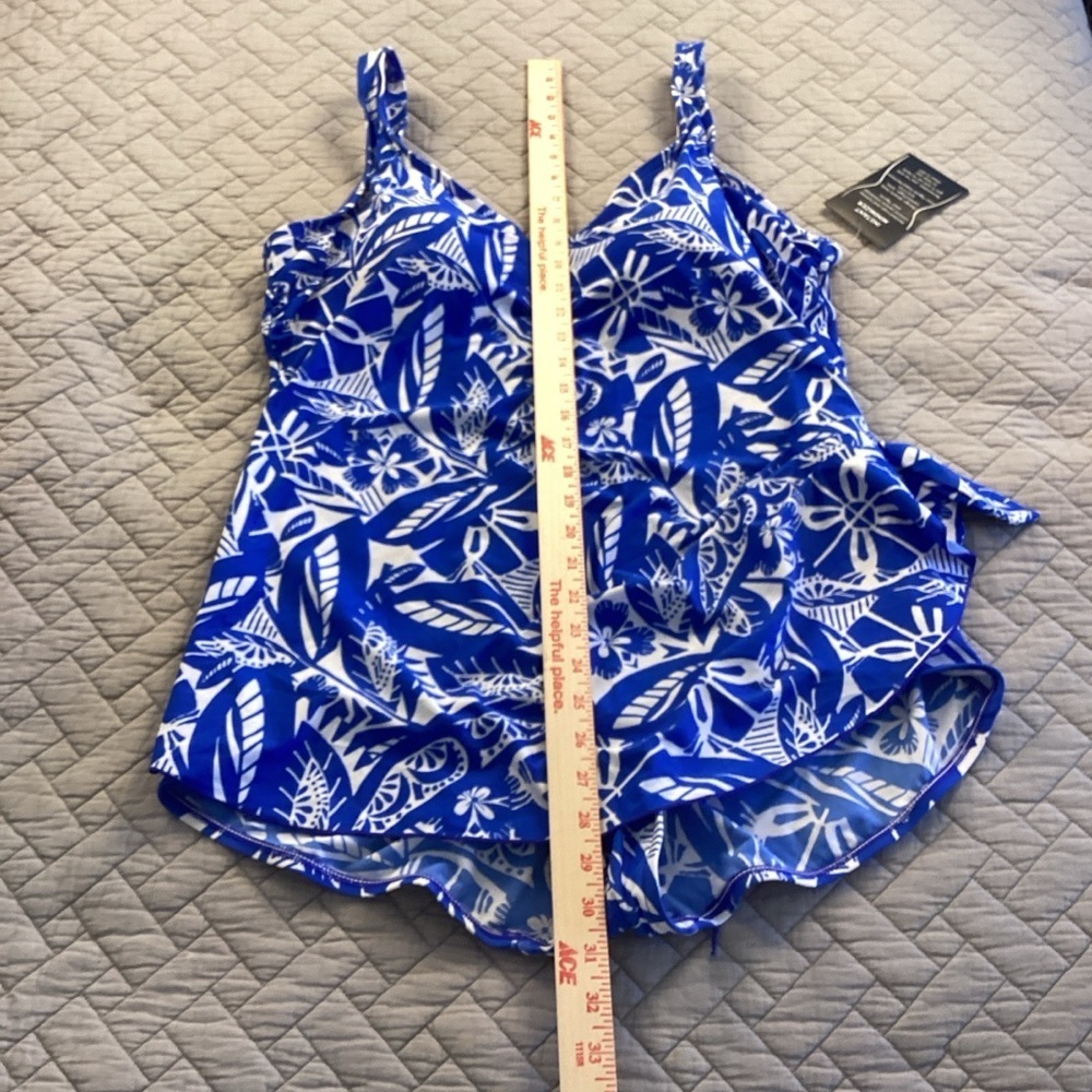 Maxine of Hollywood NWT Blue and White Blueberry One Piece Swimsuit Sz 20W